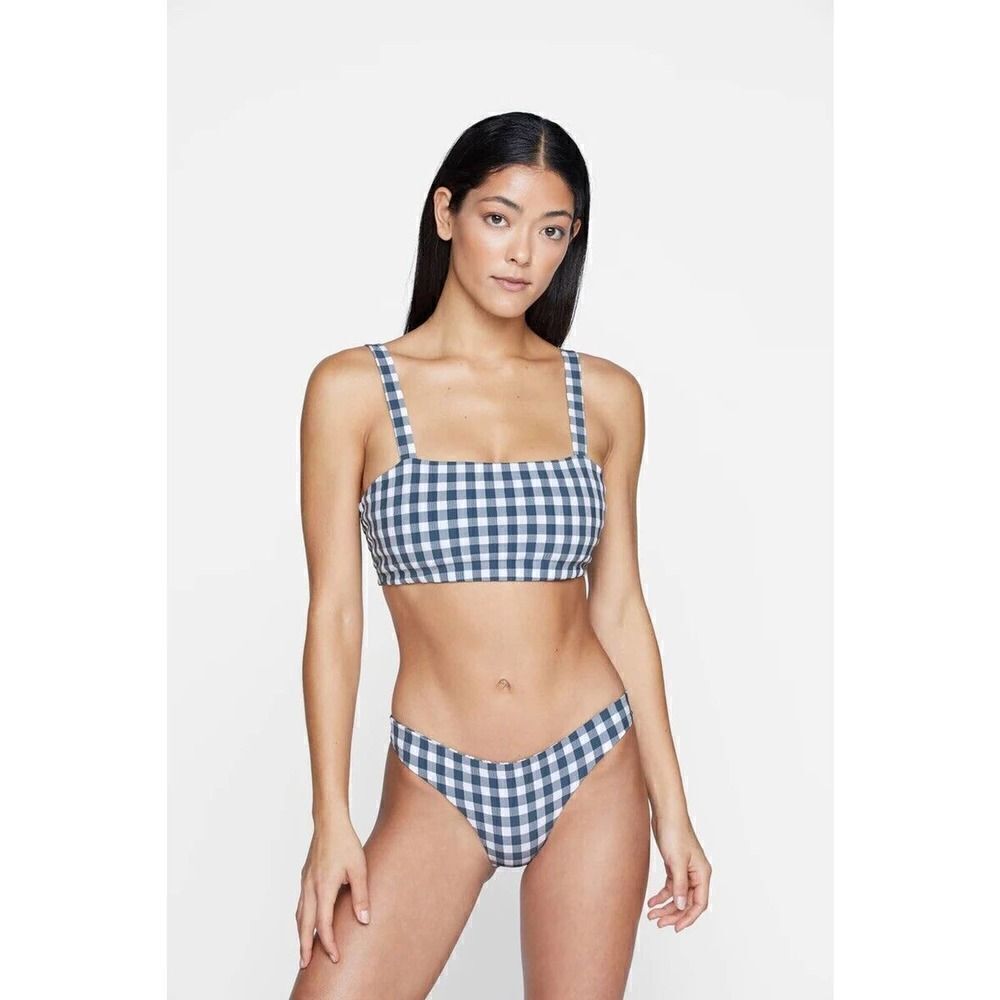 Mikoh Swimsuit 2 Pc Aria Bikini Top sz L Cenote Bikini Bottom Gingham M New